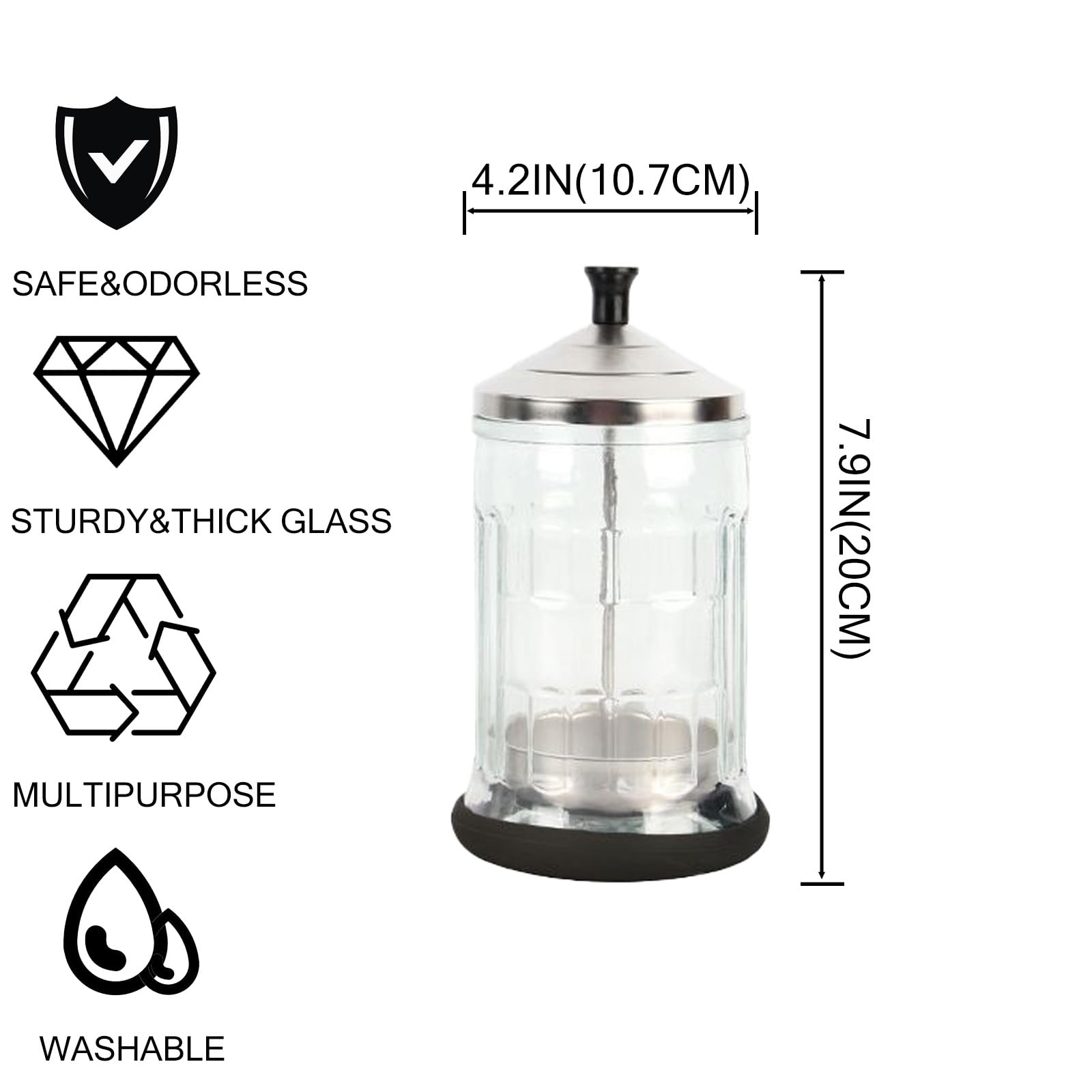 33 Oz /1000ml Glass Disinfectant Jar for Barber Tools - Professional Sterilizer for Nail & Hair Stylist Equipment | Salon, Barber Shop & Home Use