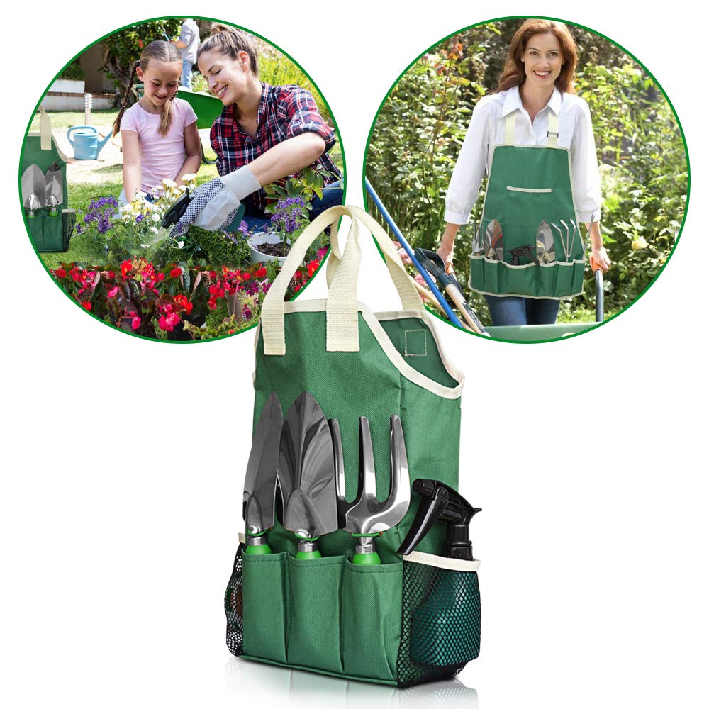 11-Piece Gardening Tool Set with Tote Bag & Adjustable Apron - Complete Garden Tool Kit for Planting, Weeding & Landscaping - Ideal Gardening Gifts for Women & Men - Perfect for Home Gardeners, Backyard Planting & Outdoor DIY Projects