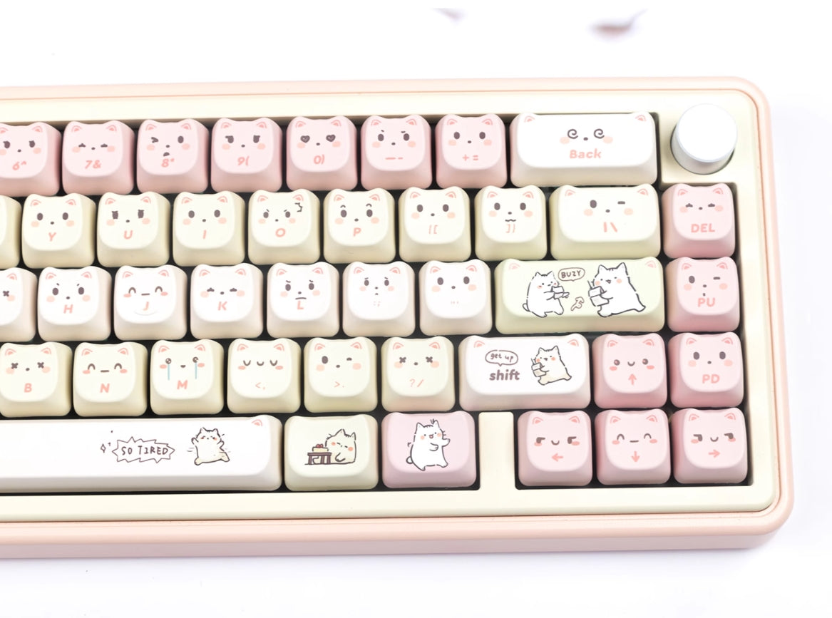Little Lazy Cat Keycap - Cute Cat-Shaped MAO Keycap Set with Heat Sublimation for Mechanical Keyboards | Perfect for Gaming, Typing & Custom Keyboard Builds