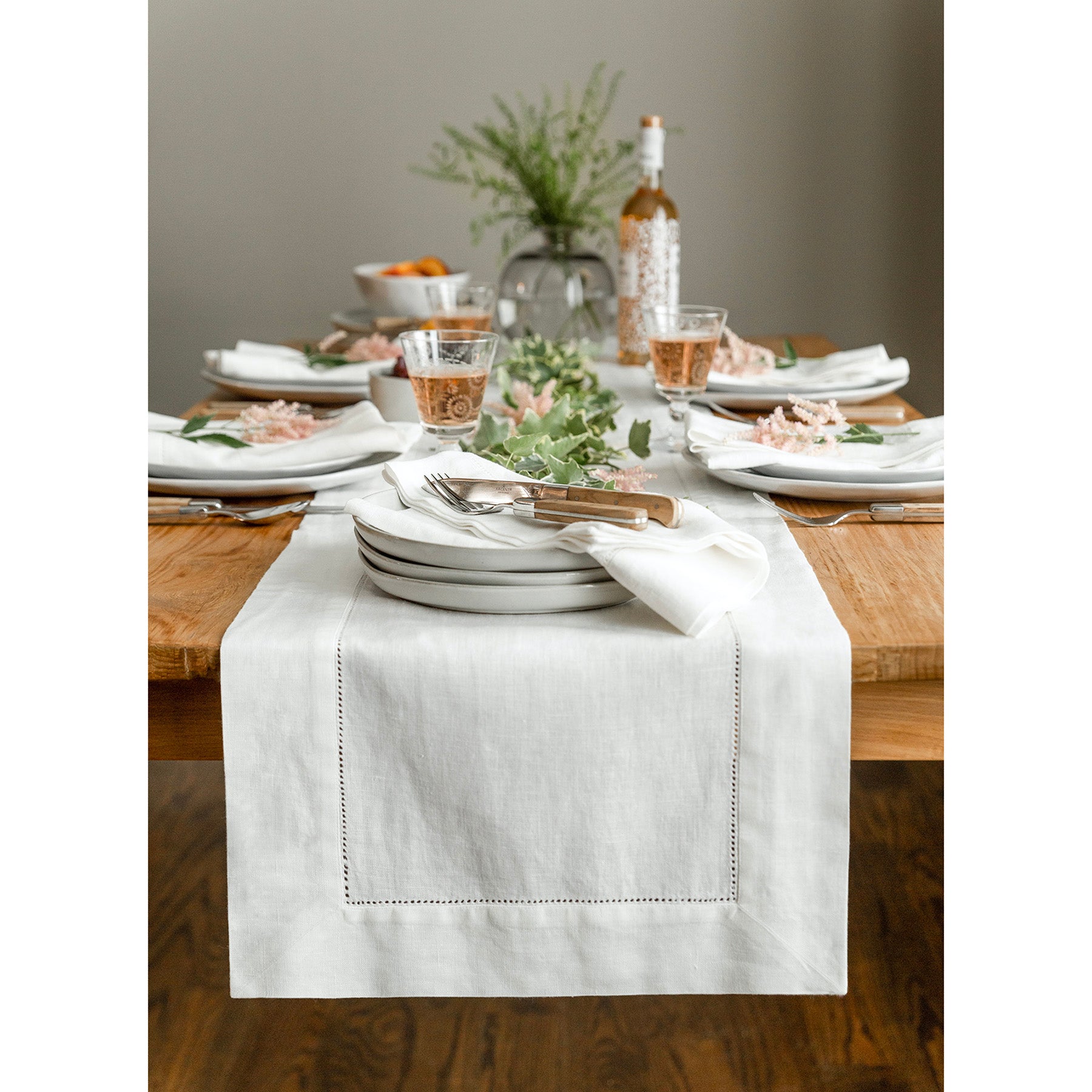 Premium Heavyweight Hemstitch Table Runner - Elegant Dining Decor for Weddings, Holidays & Formal Events - 100% Cotton Linen Tablecloth Accessory