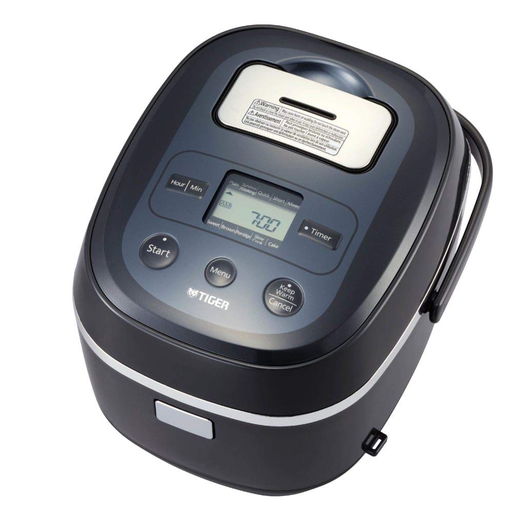Premium TIGER JBX-A 5.5 Cup Black Micom Rice Cooker with Healthy Tacook Cooking Plate - Perfect for Home Kitchens, Meal Prep & Healthy Cooking