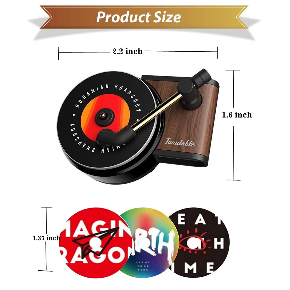 Topaliving Retro Record-Player Car Air Freshener - Vent Clip Fragrance Diffuser with DIY Refill Tablets - Car, Home & Office Air Purifier - Perfect for Long Drives, Workspaces & Small Rooms