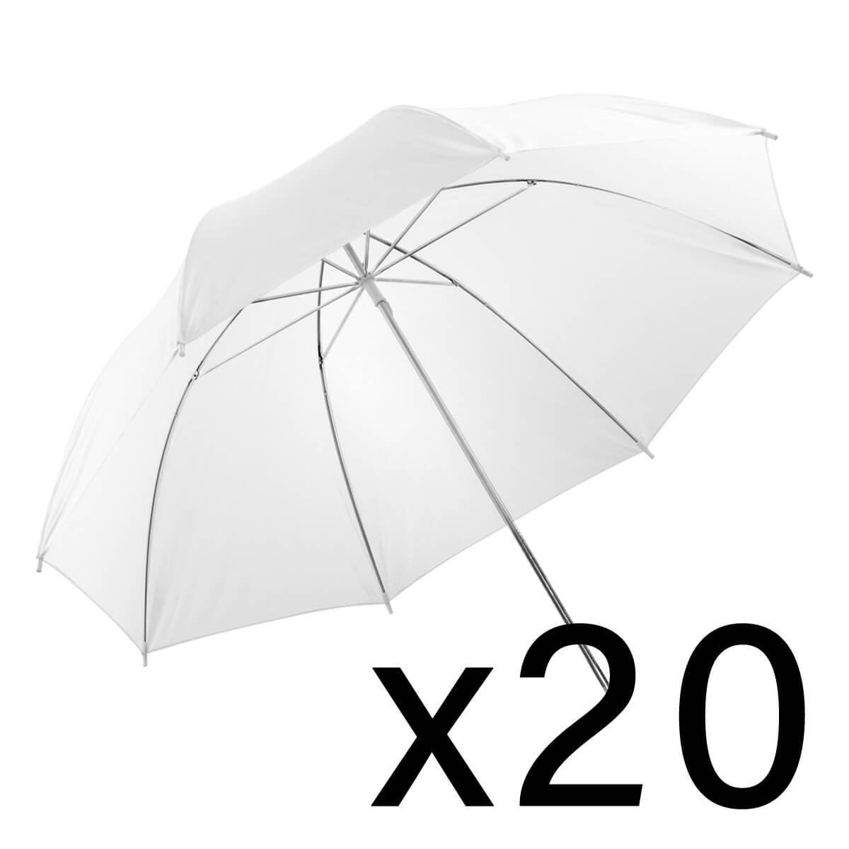 40 Inch (101.6cm) Translucent White Umbrella - Pack of 20 - Perfect for Outdoor Events, Photography, and Commercial Use