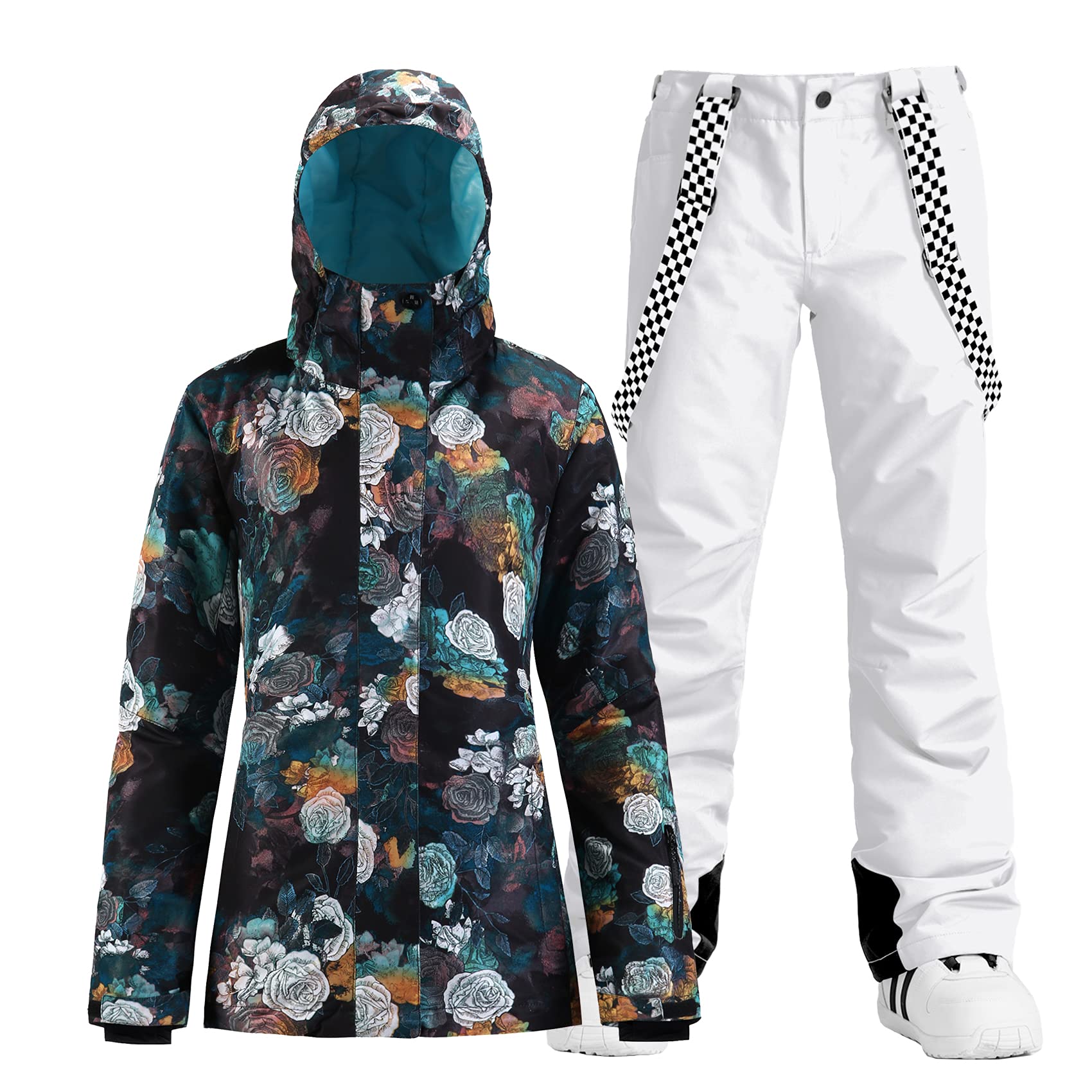 GSOU SNOW Women's Waterproof Ski Jacket & Pants Set - Windproof Insulated Snowsuit for Skiing & Snowboarding - Warm Winter Coat for Outdoor Activities
