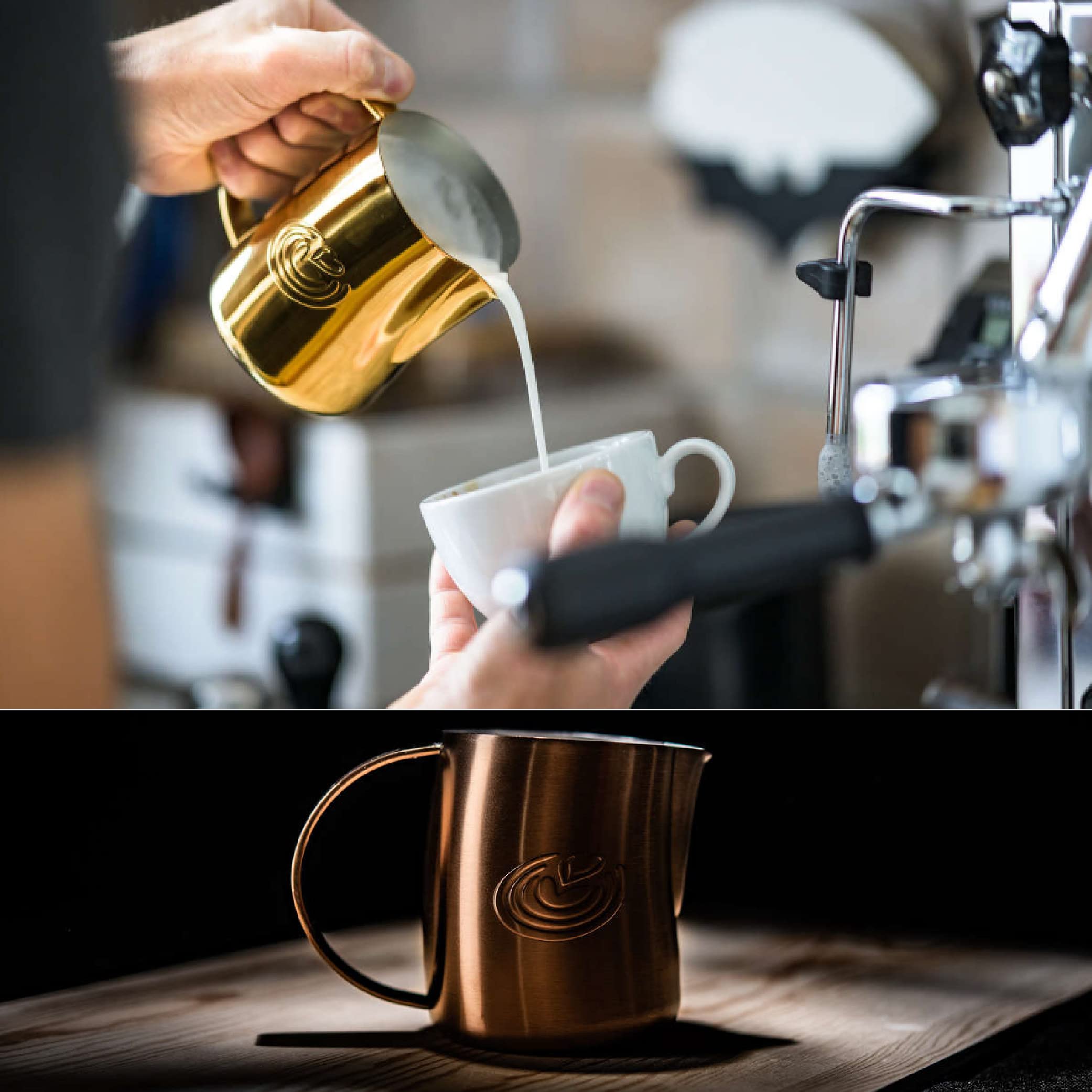 Professional Barista Swag Curved Body Coffee Milk Frothing Pitcher 500ml - Mirror Rose Gold for Espresso Machines, Latte Art & Cappuccino Making - Perfect for Home Baristas & Coffee Shops