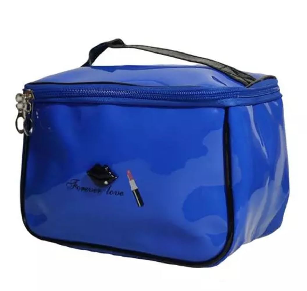 CoolKraft Glossy Cosmetic Makeup Bag - Waterproof Vanity Pouch for Travel, Lingerie & Toiletry Organizer (4-Pack, Blue) | Perfect for Gym, Vacation & Daily Beauty Storage
