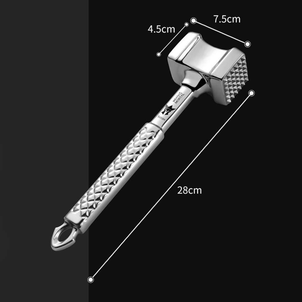Stainless Steel Meat Tenderizer Hammer - Dual-Sided Meat Pounder Mallet for Steak, Beef, Veal, Chicken & Lamb - Heavy Duty Kitchen Tool for Tenderizing & Flattening Meat - Perfect for Grilling, Cooking & Meal Prep