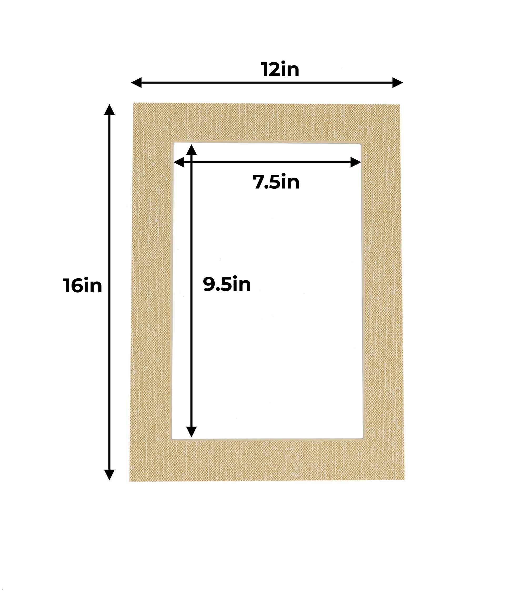 12x16 Linen Picture Frame Mat with White Core for 8x10 Photos - Fits Standard 12x16 Frames - Includes Protective Bag & Backing Board - Perfect for Home Decor, Art Displays & Photo Galleries