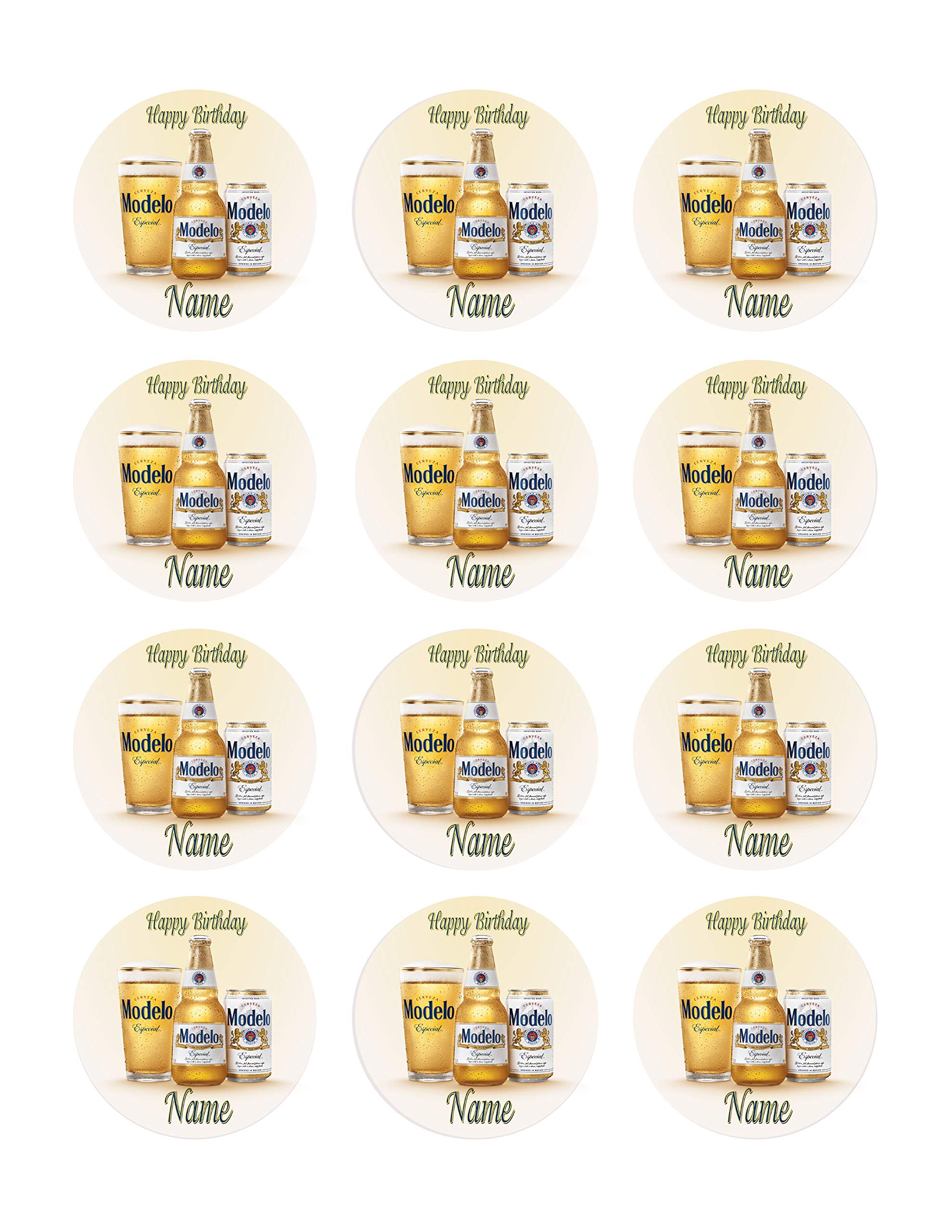 Edible Modelo Beer Cupcake Toppers - 2 Inch Cake Decorations (12 Pieces per Sheet) - Perfect for Birthday Parties, Themed Events & Mexican Fiesta Celebrations