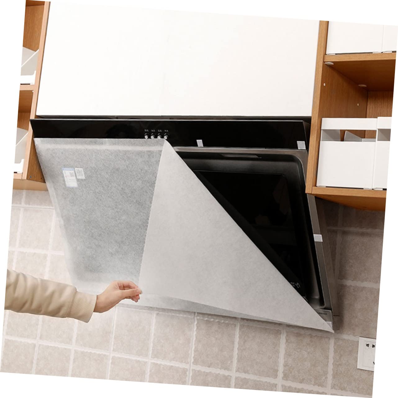 OSALADI 3-Pack Range Hood Filter Replacement - Non-Woven Greaseproof Paper for Kitchen Exhaust Hoods (White) | Durable Oil Shield Stickers for Stove Ventilation & Cooking Protection