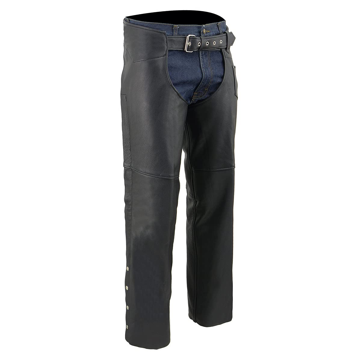 Milwaukee Men's Fully Lined Naked Cowhide Leather Chaps for Motorcycle Riding & Rodeo Events - Durable Biker Gear for Harley Davidson & Outdoor Activities