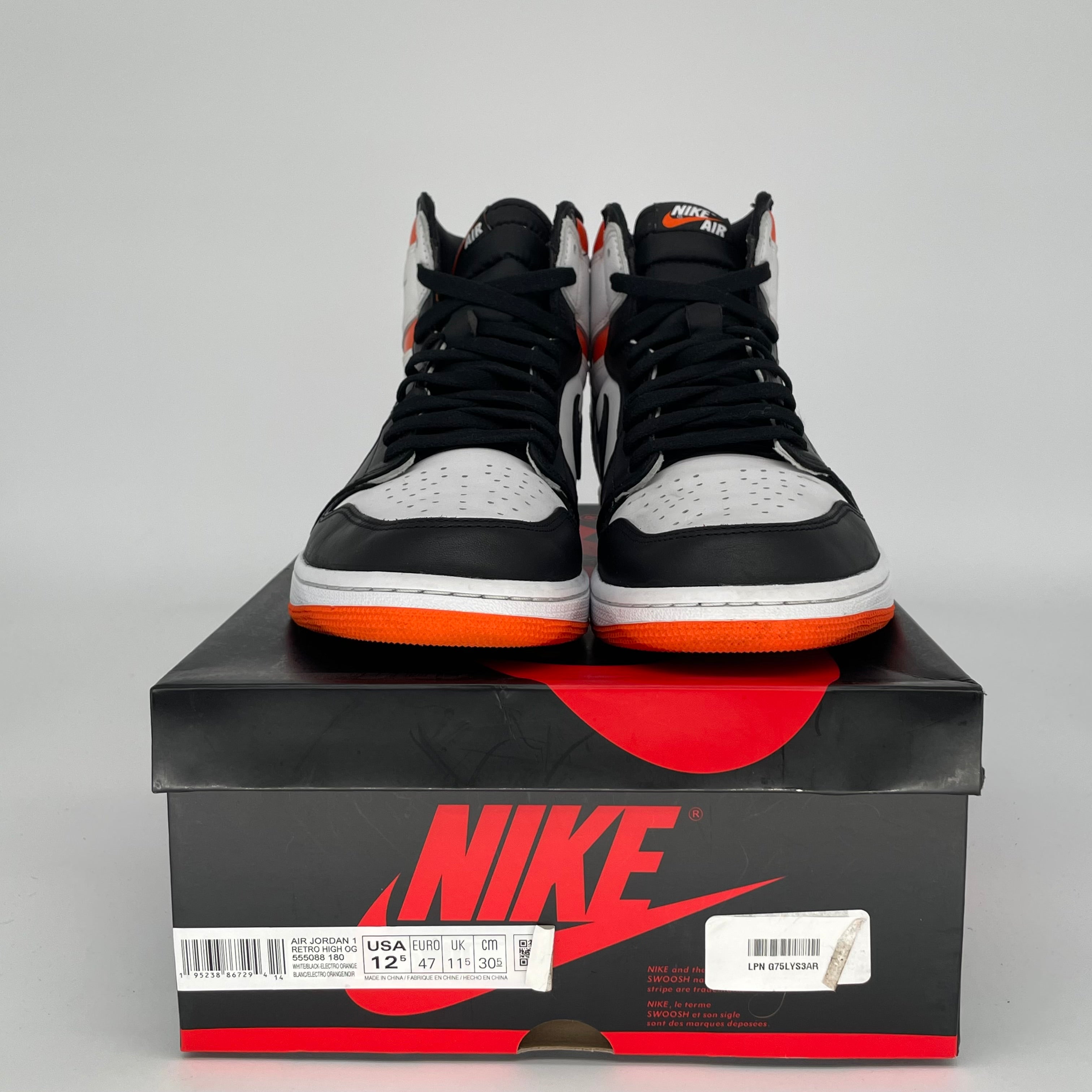 AIR JORDAN 1 ELECTRO ORANGE Men's Basketball Shoes Size 12.5 - Retro High OG Style 555088-180 for Sneaker Collectors & Streetwear Fashion