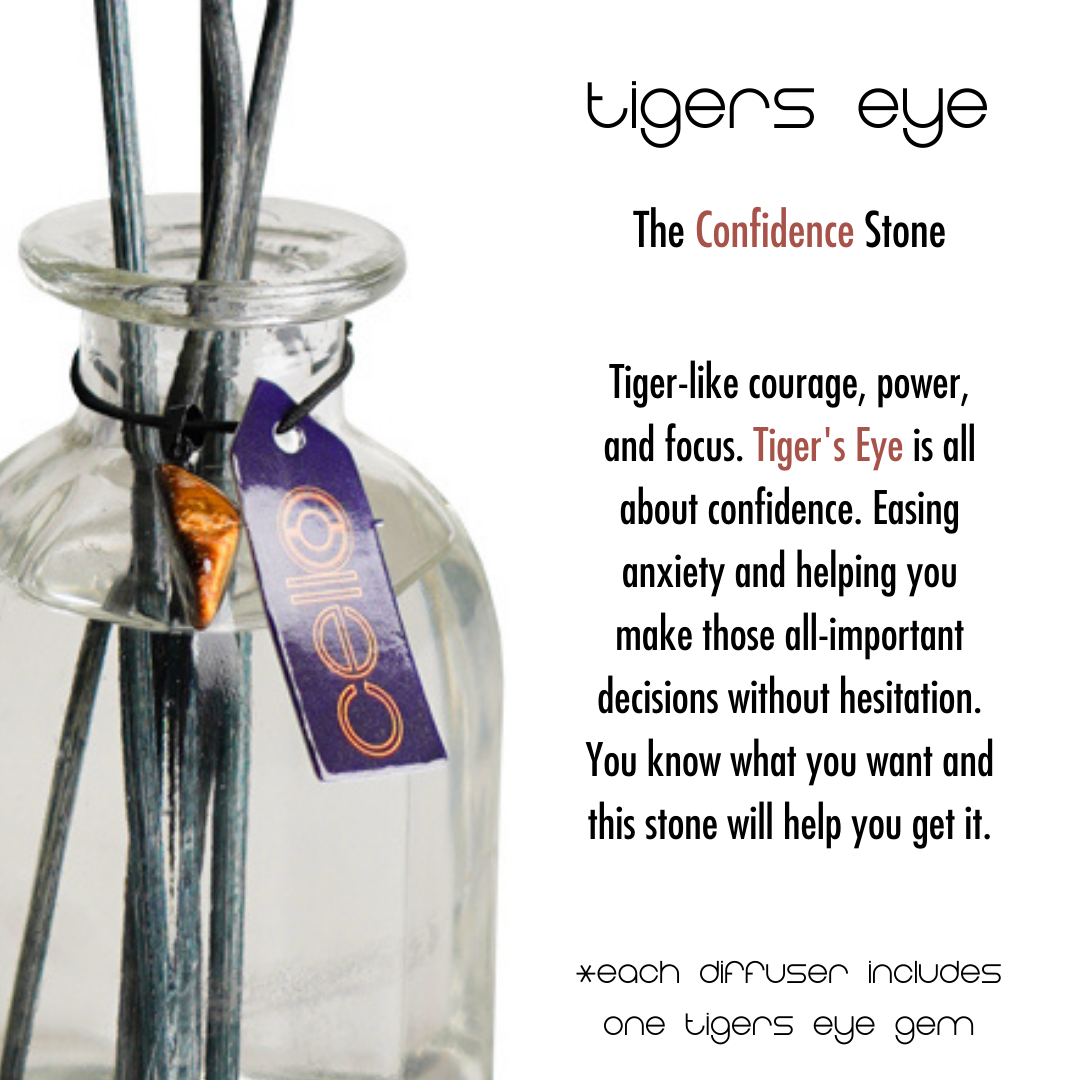 Premium Cello Zodiac Reed Diffuser - Gemini Scent with Genuine Tiger's Eye Stones | Aromatherapy Home Decor for Relaxation & Positive Energy