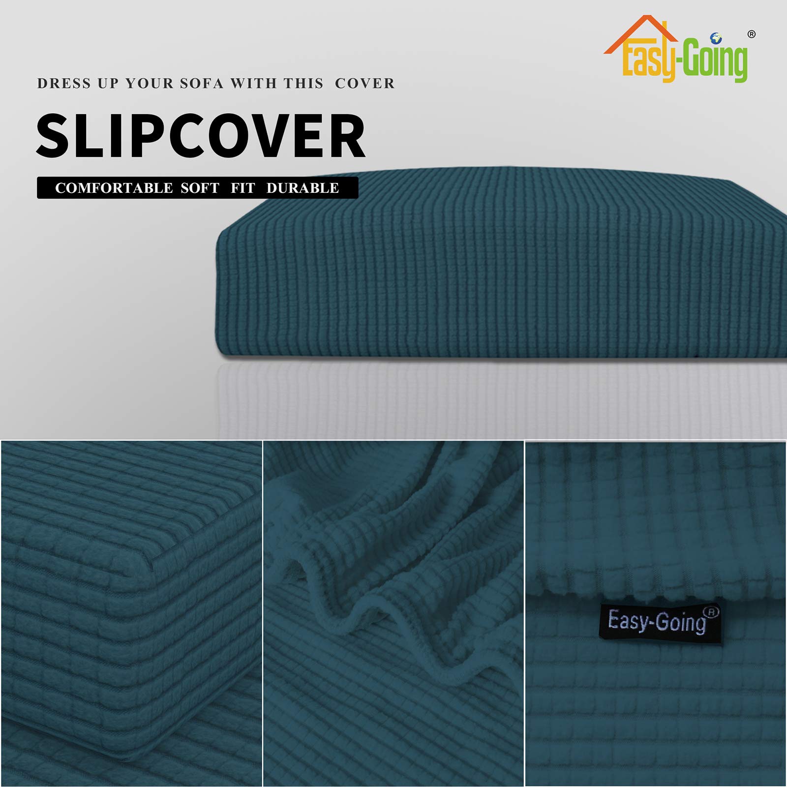 Stretch Loveseat Cushion Cover - Soft Elastic Sofa Slipcover Protector for Furniture (Deep Teal) | Perfect for Living Room, Bedroom, or Office Sofa Protection