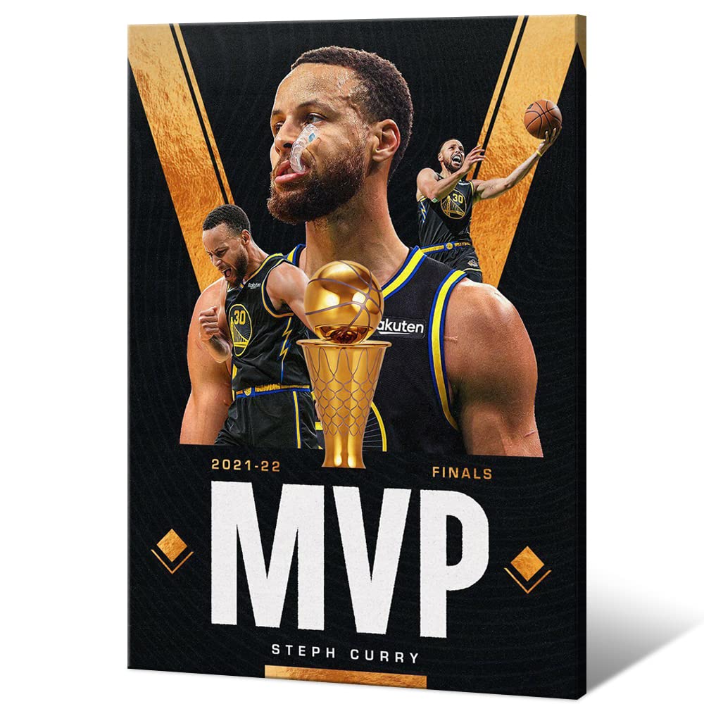 2022 NBA Finals MVP Stephen Curry Golden State Warriors Basketball Poster Print - 24x36 Framed Wall Art for Men's Gifts, Sports Decor, Fan Room & Bedroom - Perfect for Basketball Lovers & Home Office Decor