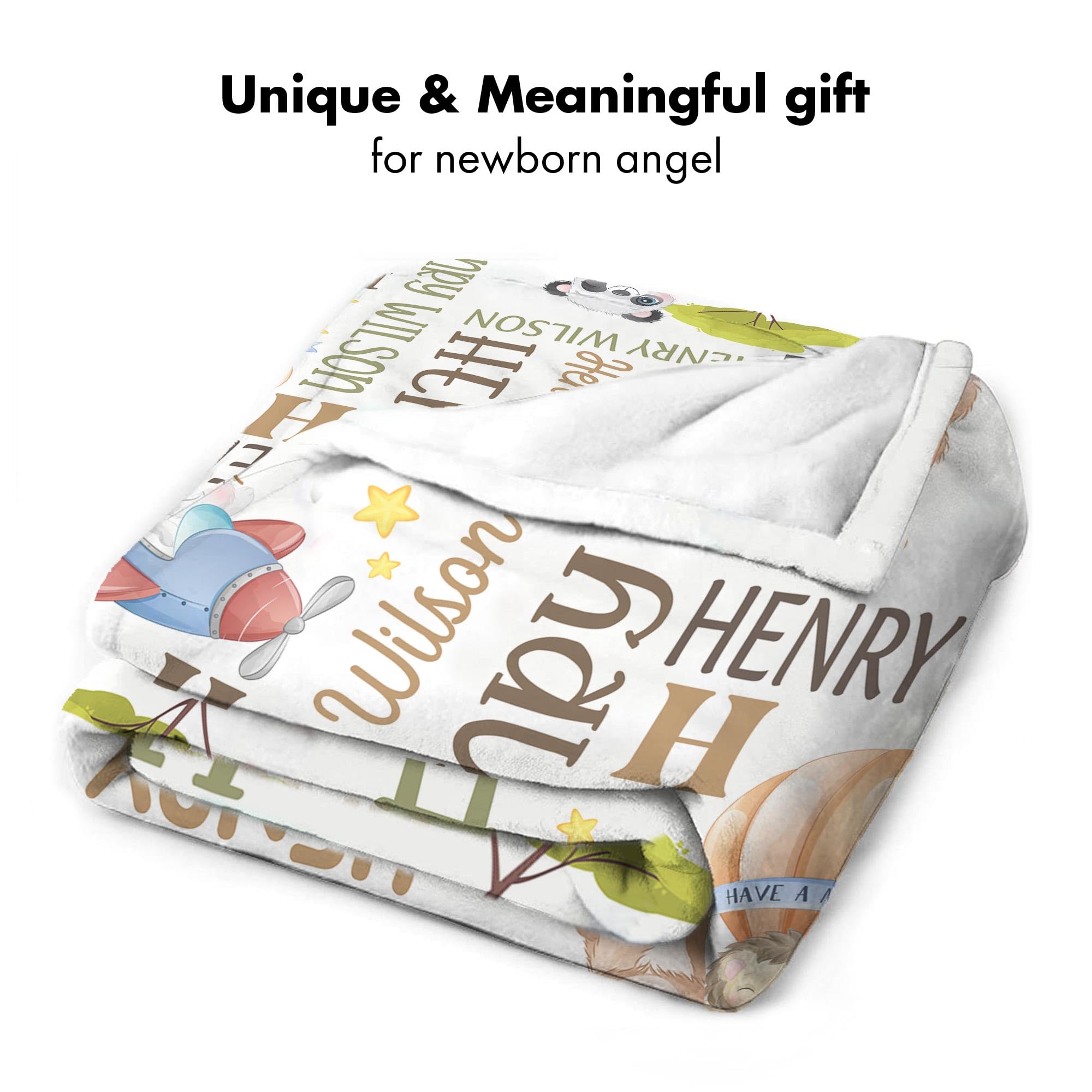 Custom Name Animal Baby Blanket - Personalized Adventure Fleece Throw with Woodland Creatures | Soft Nursery Bedding & Kids Safari Decor | Perfect for Nursery, Playtime & Gift Giving