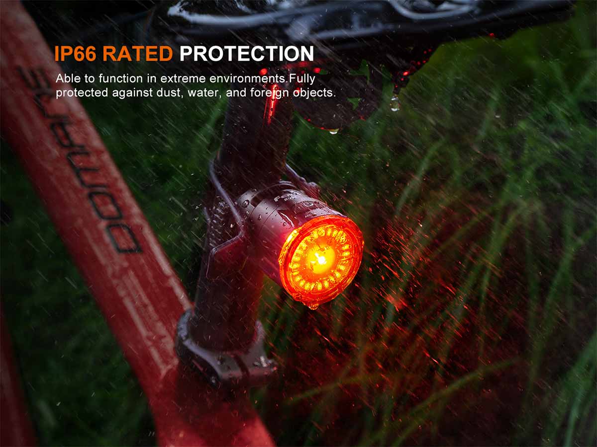Fenix BC06R USB Rechargeable Bike Tail Light - 300 Lumens, 5 Lighting Modes, IP66 Waterproof for Cycling Safety at Night & Commuting