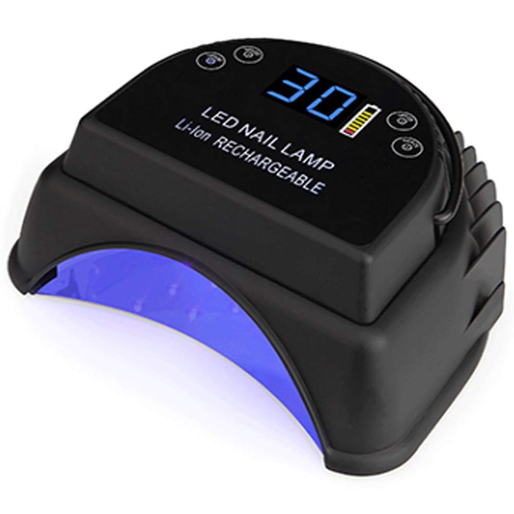 64W Wireless Rechargeable UV LED Nail Lamp - Cordless Gel Nail Dryer with Built-in Lithium Battery for Professional Salon & Home Manicure - Perfect for Nail Art, Gel Polish Curing & DIY Nail Care (Black)