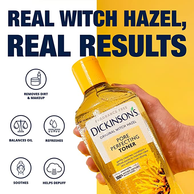 Dickinson's Witch Hazel Toner 16 fl oz - Alcohol-Free Facial Toner for Acne, Oily Skin & Pores - Refreshing & Soothing for Daily Skincare Routine