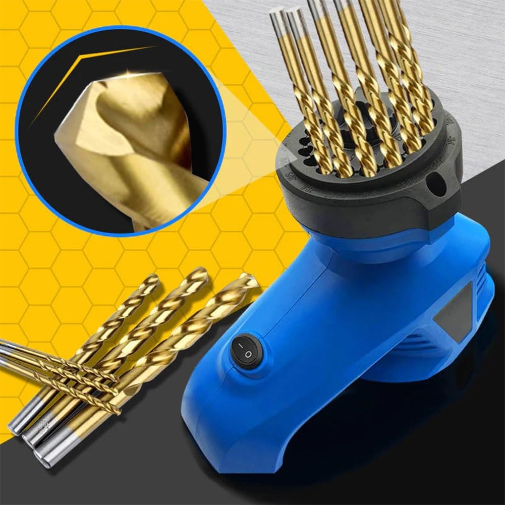 Power Drill Bit Sharpener for Twist Bits 3-12mm - High-Speed Steel, Masonry, Carbide, Cobalt & Tin-Coated Bits - Electric Grinding Machine for DIY, Woodworking & Metalworking Projects