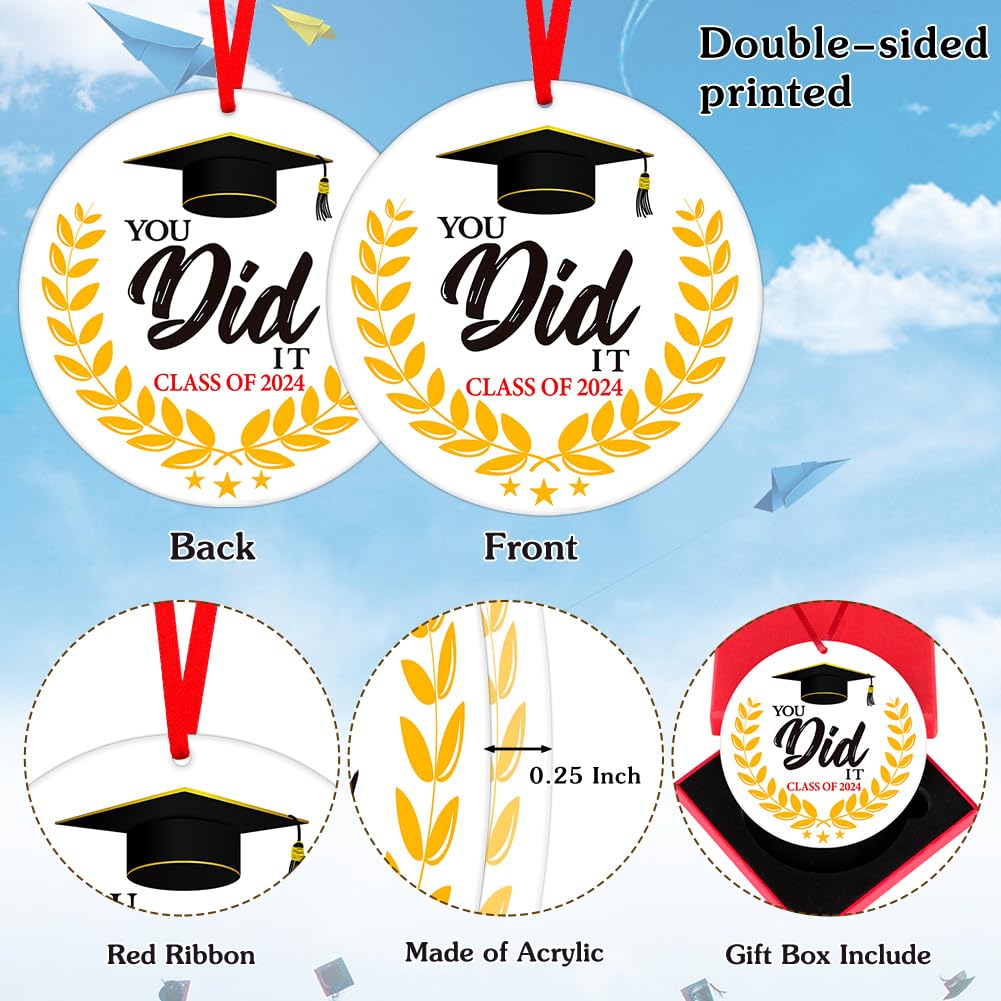 PETCEE 2024 Graduation Ornaments - 'You Did It' Keepsake for High School & College Graduates - Perfect Christmas Tree Decor & Gift for Him, Her, Daughter or Son - Celebrate Achievements & Special Moments