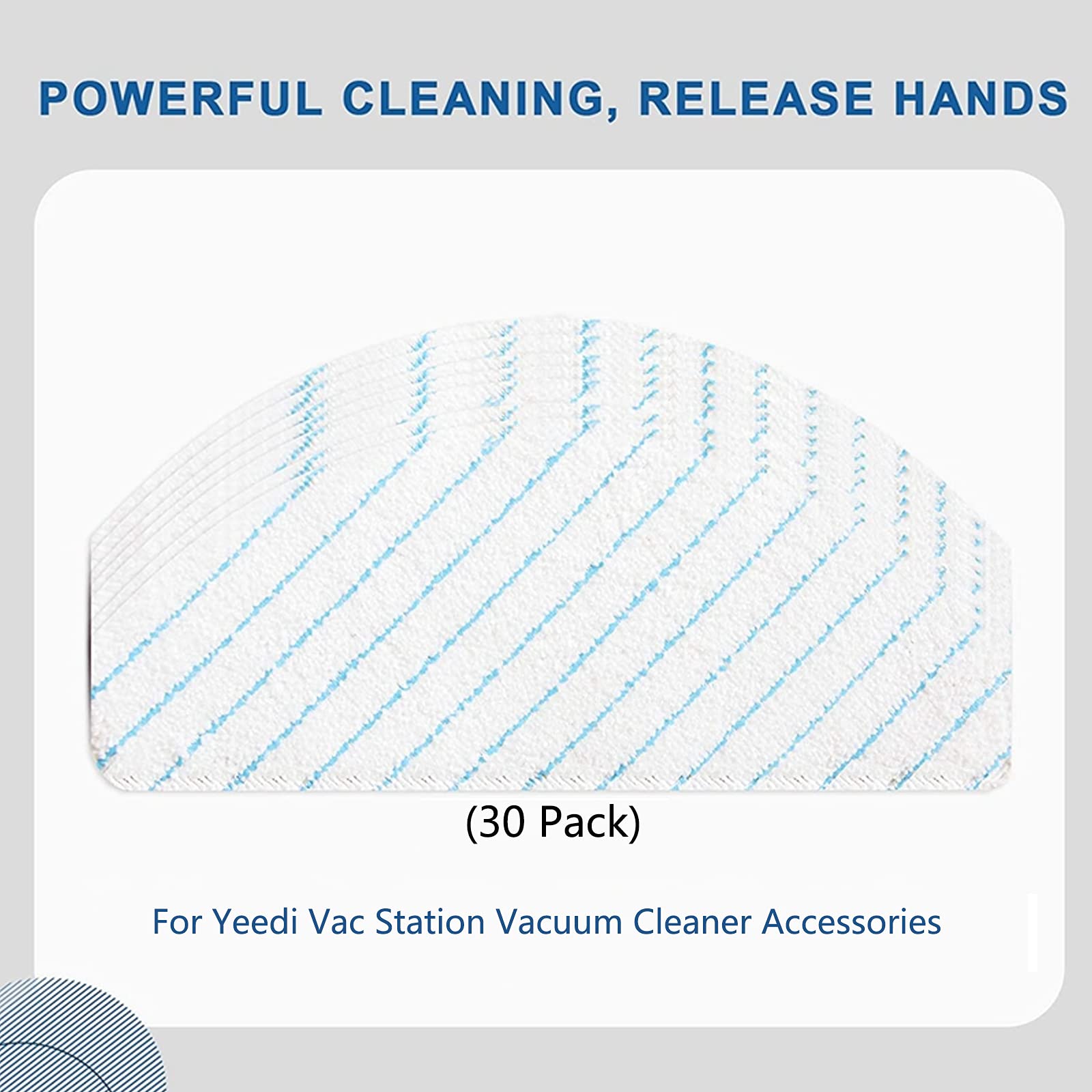 Yeedi Vac Station Robotic Vacuum Cleaner Accessories Kit - 1 Main Brush, 6 Side Brushes, 4 HEPA Filters, 4 Disposable & 4 Washable Mop Pads, 4 Dust Bags (30 Disposable Mops Included) - Perfect for Home Cleaning & Maintenance