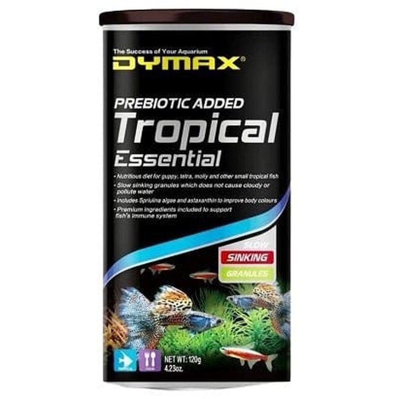 Dymax Tropical Essential Sinking Granules - Premium Fish Food for Bottom Feeders | Ideal for Cichlids, Catfish & Tropical Aquariums