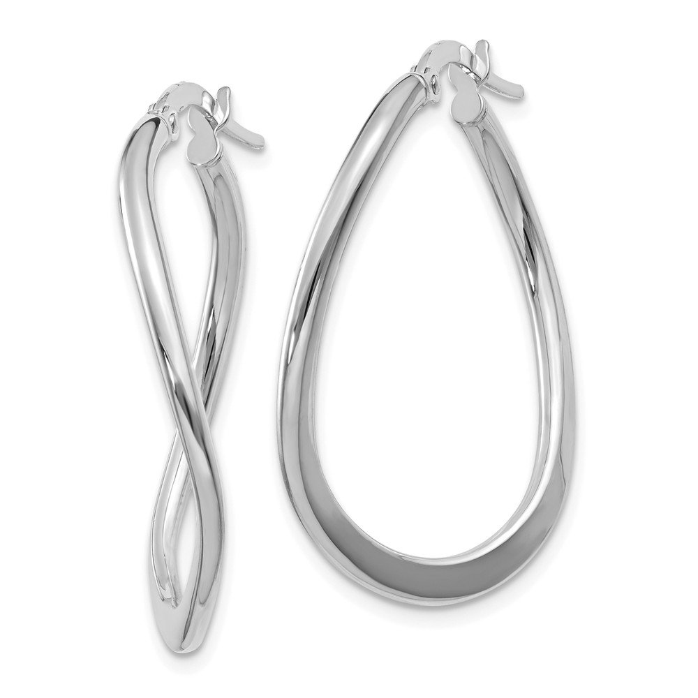 14K White Gold 2mm Tapered Twist Hoop Earrings for Women - Elegant Everyday Jewelry | Perfect for Work, Date Night & Special Occasions