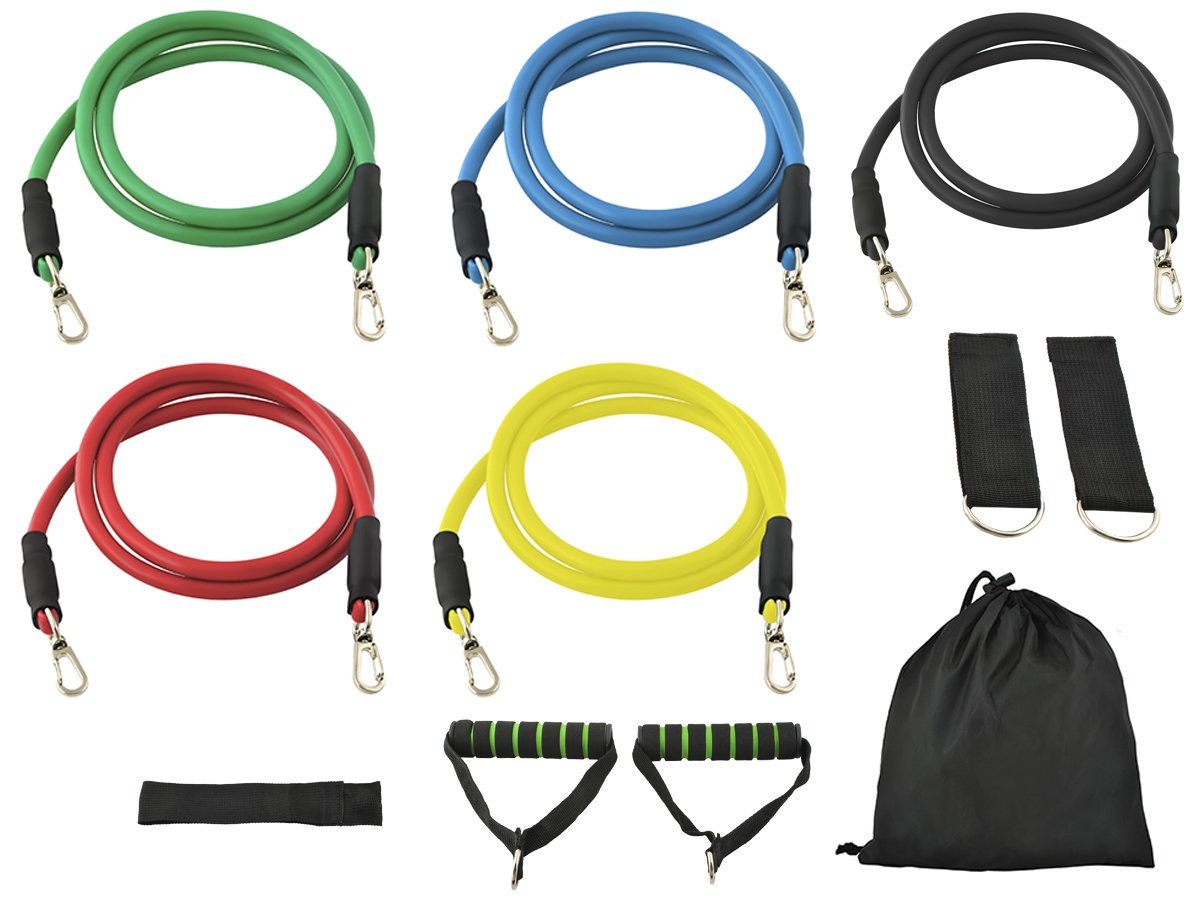 Premium Resistance Bands Set with Handles & Door Anchor - 5 Levels of Latex Exercise Bands for Full Body Workout, Strength Training, Yoga & Home Gym Fitness - Ideal for Men & Women