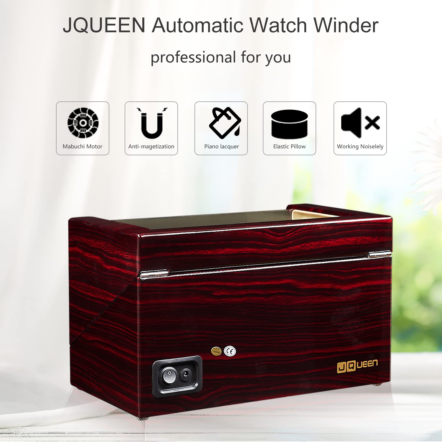 JQUEEN Automatic Quad Watch Winder with Double Quiet Mabuchi Motors - Premium Watch Storage & Display Case for Luxury Watches - Perfect for Watch Collectors & Enthusiasts