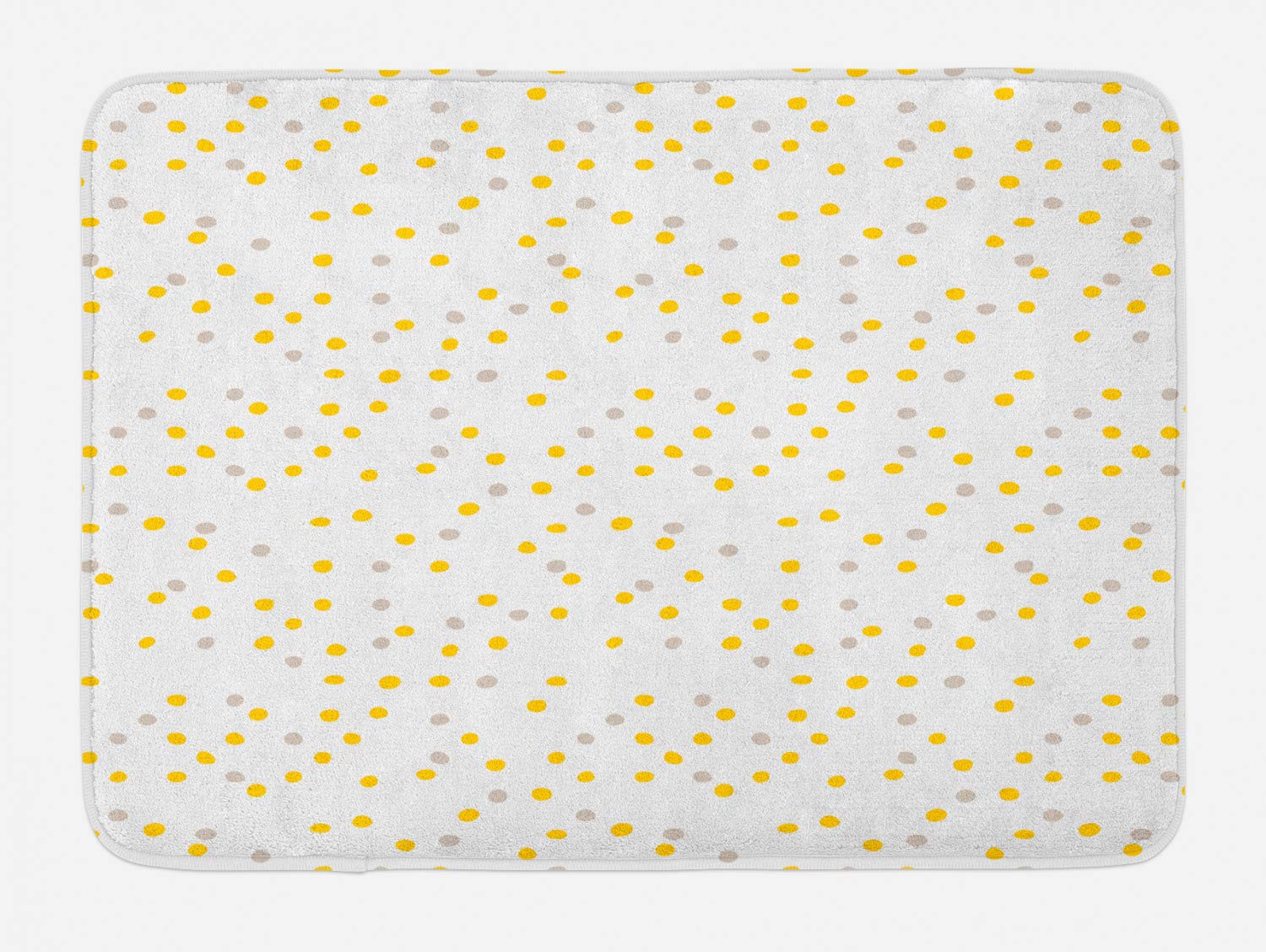 Ambesonne Non-Slip Plush Bath Mat with Yellow Polka Dot Design, 30.2 x 20 Inches, Earth Yellow Pale Tan - Soft Absorbent Bathroom Rug for Floor Decor, Shower Mats for Kids & Adults
