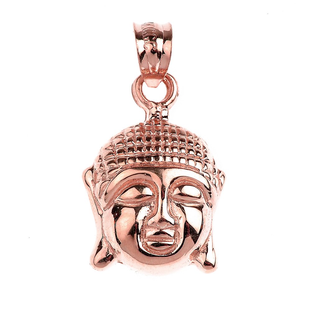 10K Rose Gold Good Luck Buddha Head Pendant Necklace for Women - Spiritual Jewelry Gift for Meditation, Yoga & Positive Energy