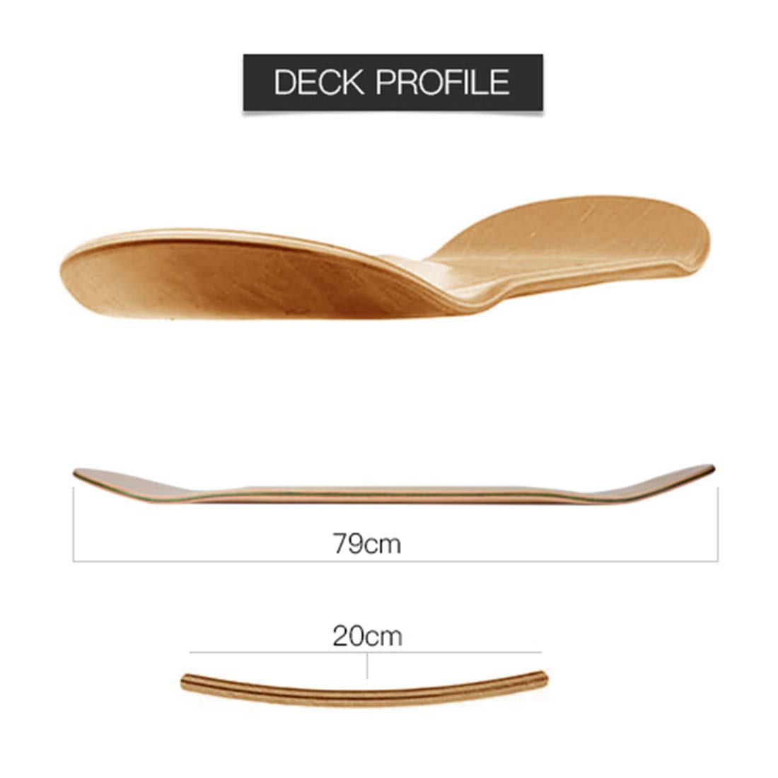Premium Maple Skateboard Decks - Double Tail Design Lightweight Deck with Free Grip Tape | Perfect for Street Skating, Tricks & Commuting