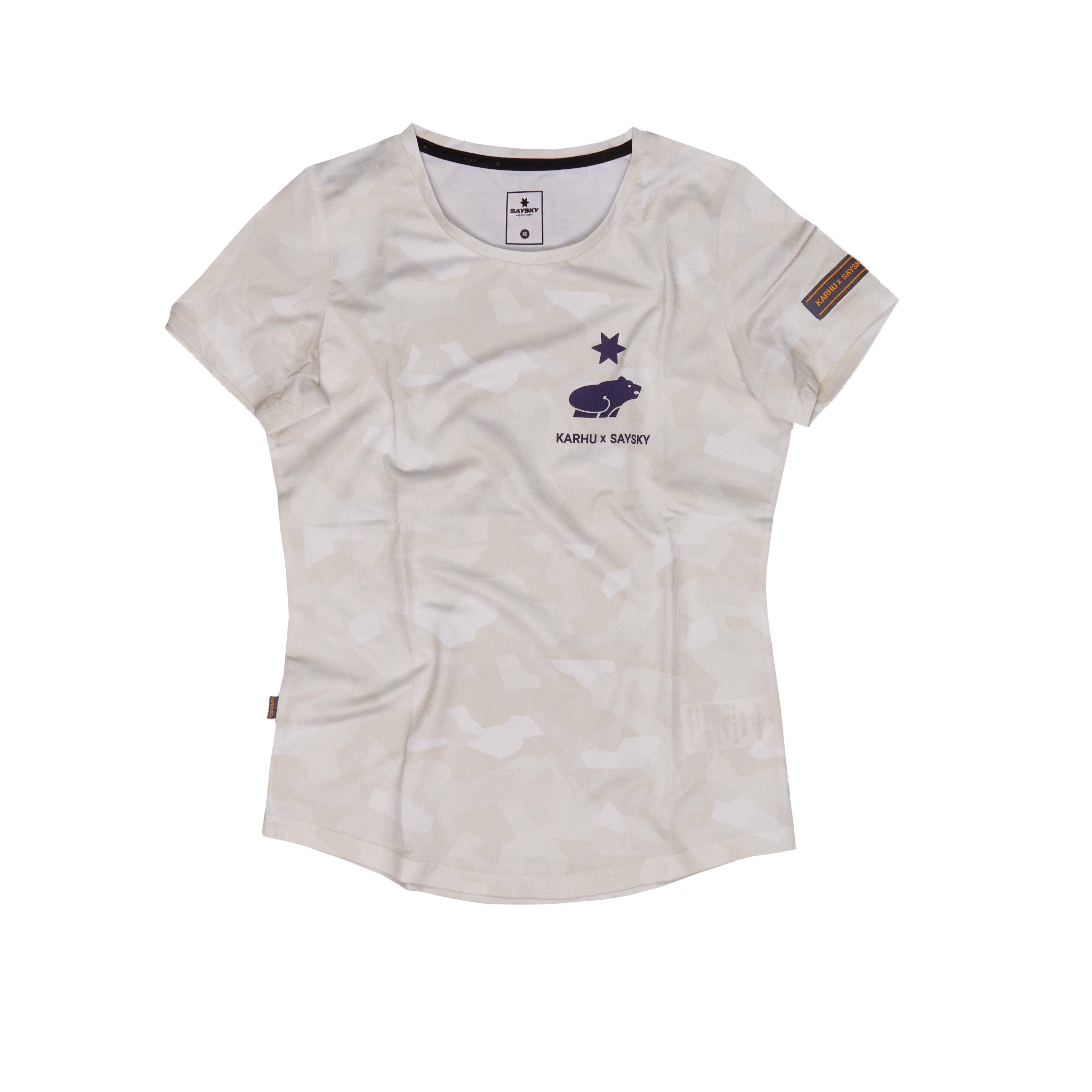 Women's Karhu x Saysky Combat T-Shirt - White Splinter Camo | Athletic Running & Gym Workout Top for Active Lifestyles