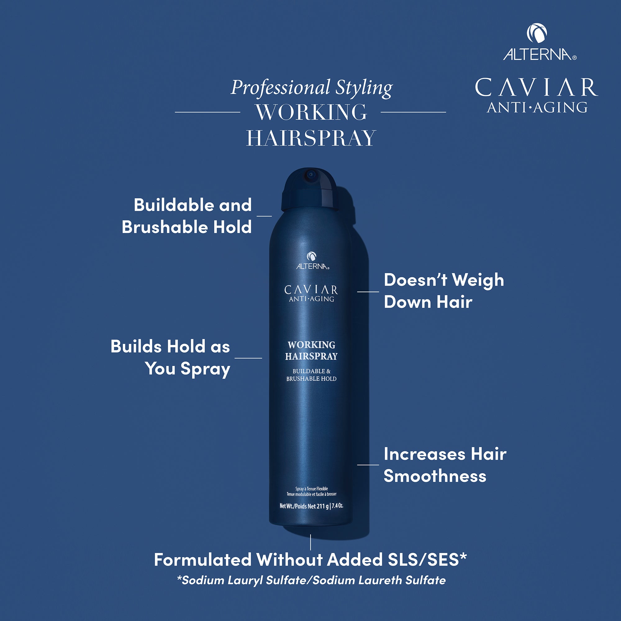 Alterna Caviar Anti-Aging Working Hair Spray - Volumizing & Heat Protectant for Fine, Thin Hair - Perfect for Styling, Blowouts & Everyday Use