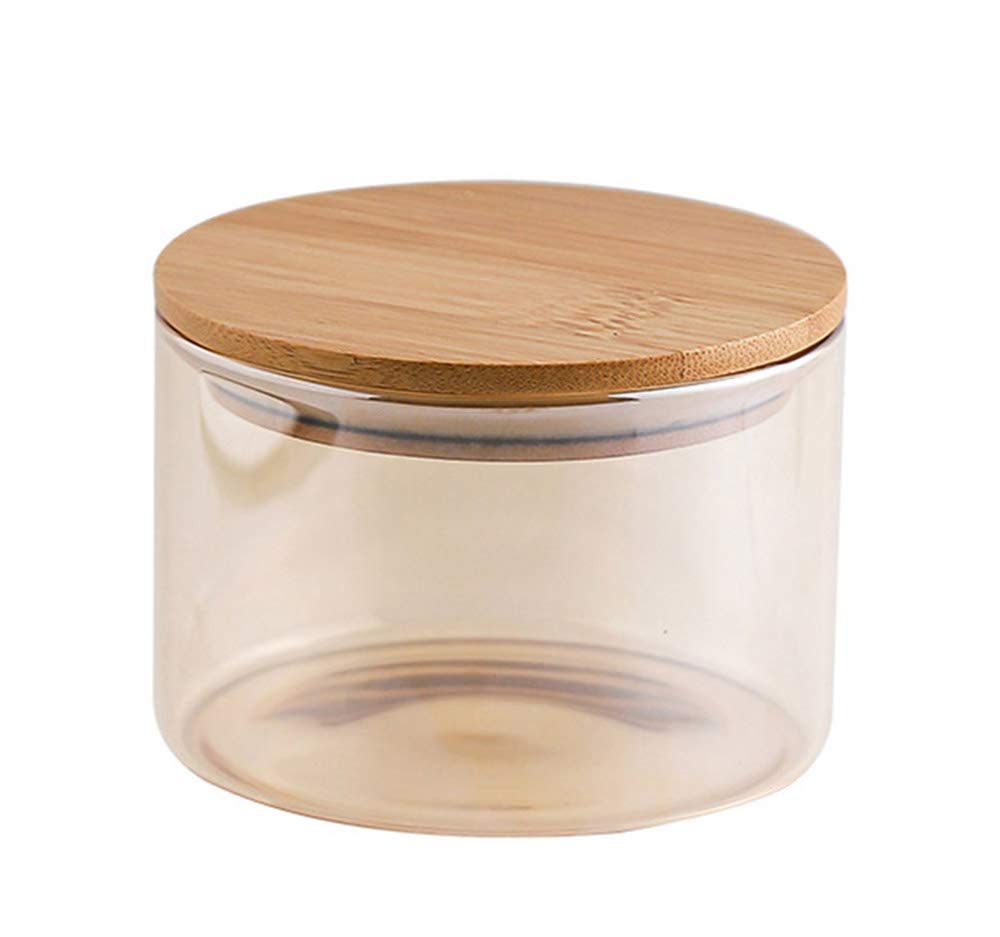 Glass Candy Dish with Wooden Lid - Airtight Snack Can for Food Storage | Perfect for Kitchen, Pantry, and Party Serving