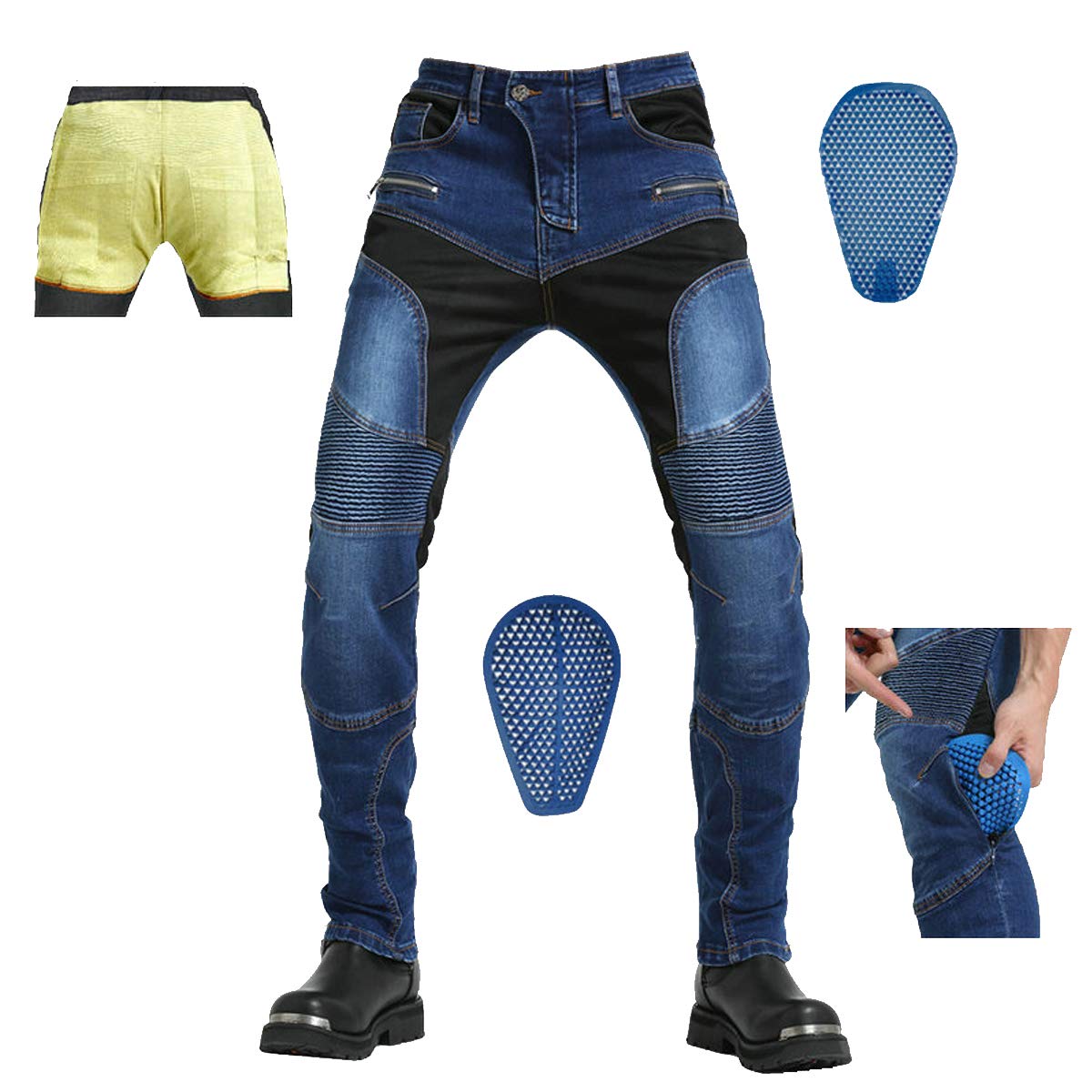 Takuey Motorcycle Riding Pants - Aramid Fiber Reinforced Biker Jeans with Silica Gel Knee Pads | Summer Riding Gear for Men & Women | Perfect for Commuting, Touring & Adventure Riding