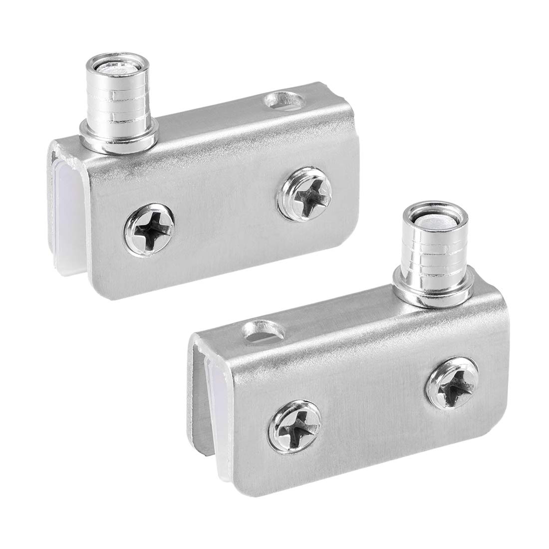 Stainless Steel Adjustable Glass Door Hinges Clamp - 5-8mm Thickness Cabinet Pivot Hinge Clip (1 Pair) - Perfect for Glass Cabinet Doors, Display Cases & Shower Enclosures