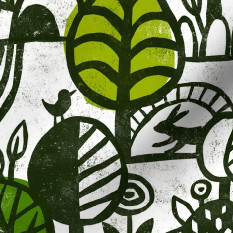 Forest Adventure Printed Velvet Fabric by The Yard - Spring Nature Birds Trees Design for Upholstery, Home Decor & Apparel | Perfect for DIY Projects, Curtains, Pillows & Clothing