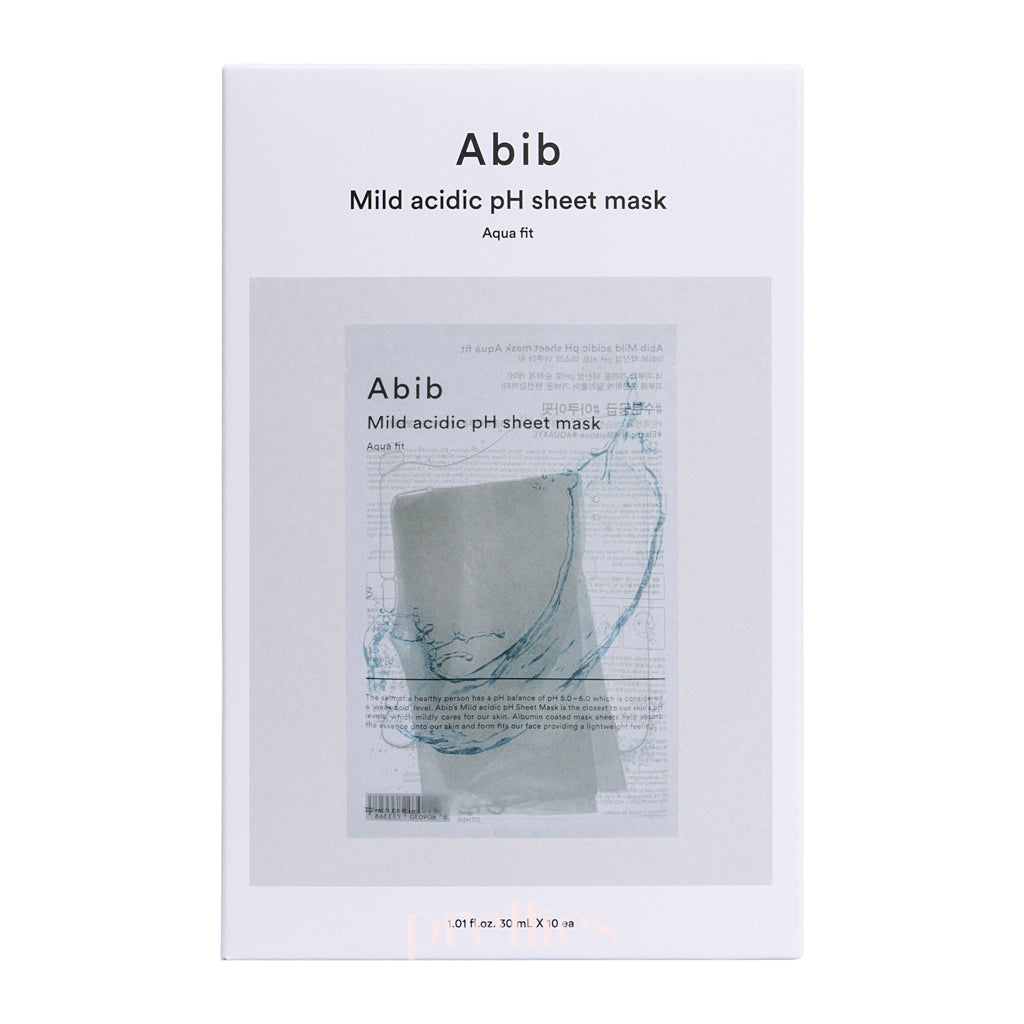 Abib Mild Acidic pH Sheet Mask - Aqua Fit Hydrating Facial Mask (10 Sheet/Box) for Dry Skin & Daily Skincare Routine