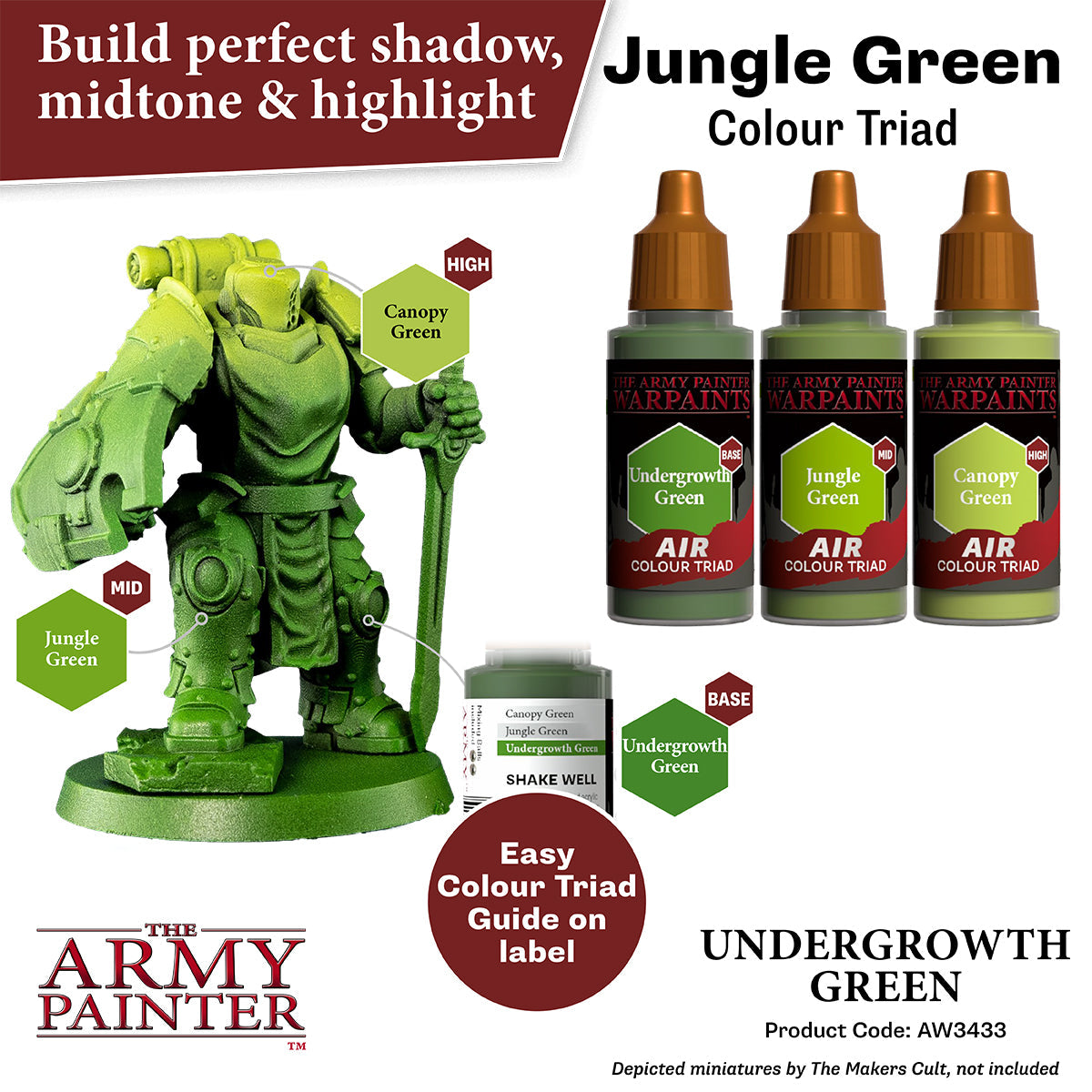 Warpaints Air: Undergrowth Green - Premium Matte Acrylic Paint for Miniatures & Models - Perfect for Warhammer, D&D, and Tabletop Gaming