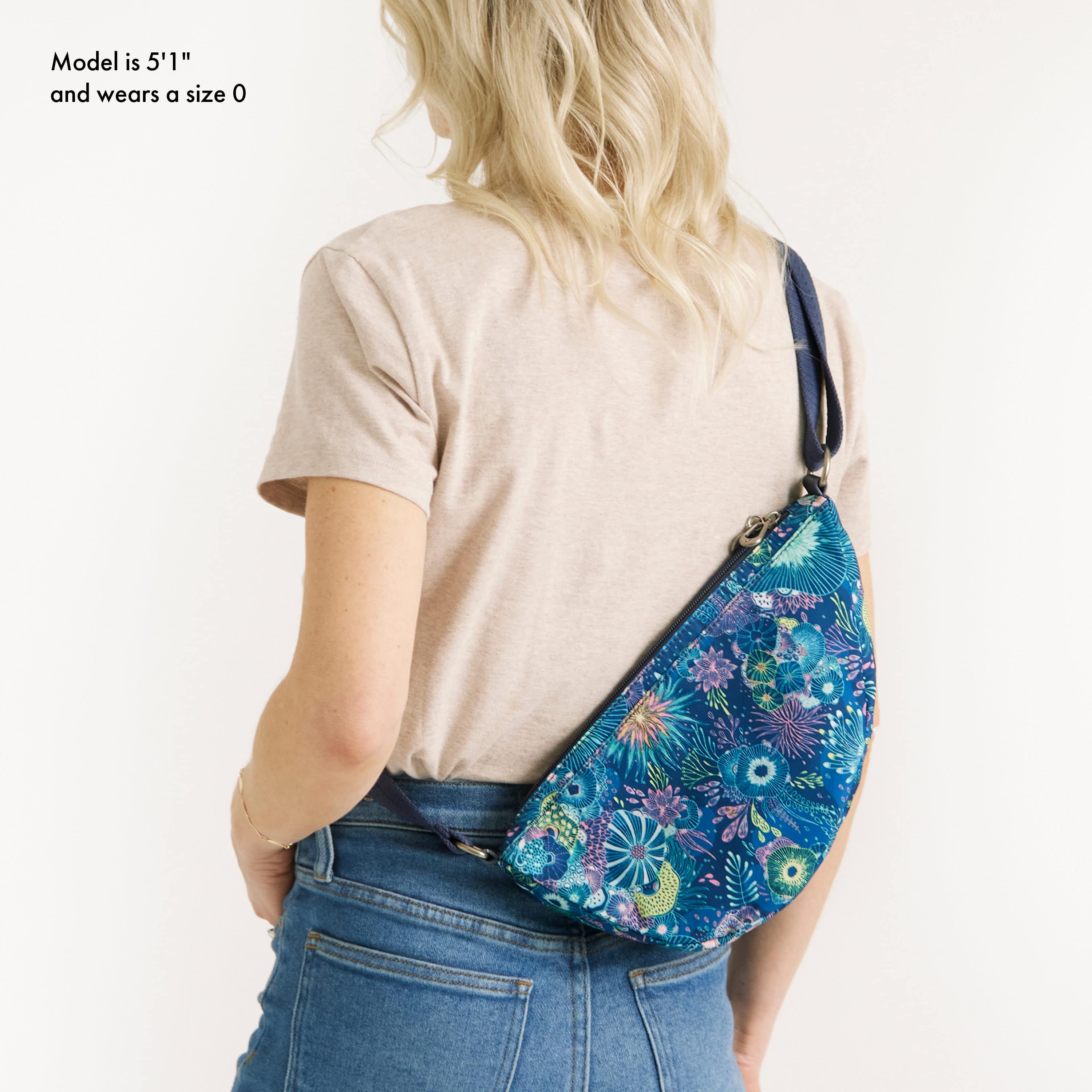 EcoTwill Tess Sling Bag in Royal Blue Seascape - Stylish Crossbody Purse for Women, Perfect for Travel, Shopping & Everyday Use