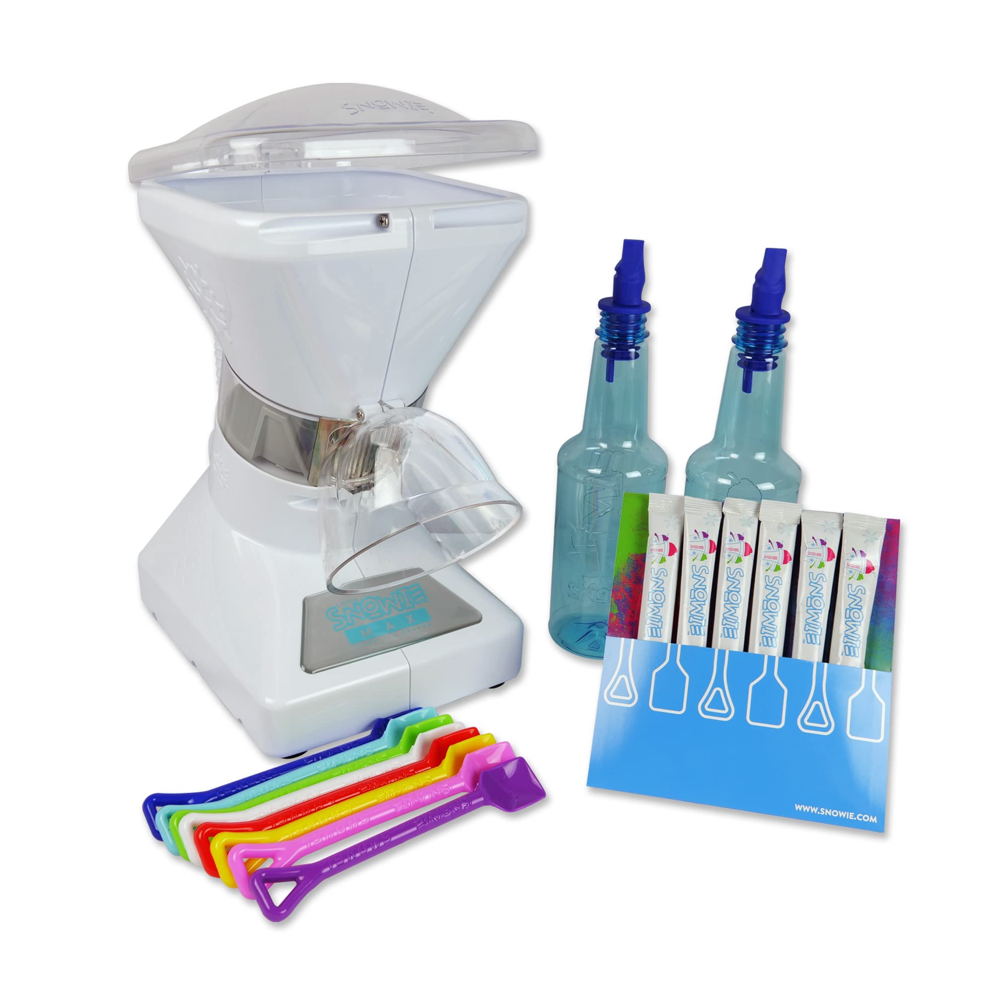 SNOWIE - Little Snowie Max Snow Cone Machine - Premium Shaved Ice Maker with 6 Flavor Syrup Sticks, White | Perfect for Summer Parties, Kids Treats & Backyard Events