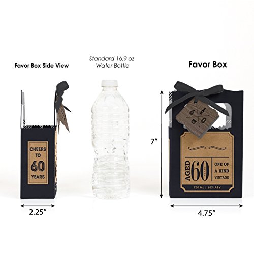 Big Dot of Happiness 60th Birthday Party Favor Boxes - Set of 12 Milestone Celebration Decorations for Anniversary, Retirement & Special Occasions