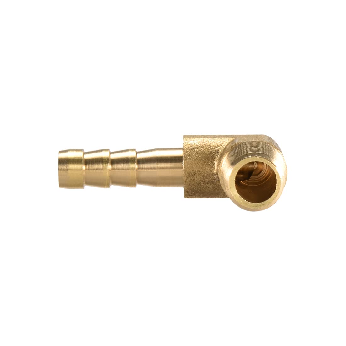90 Degree Brass Barbed Hose Connector - 6mm Barb x 1/8