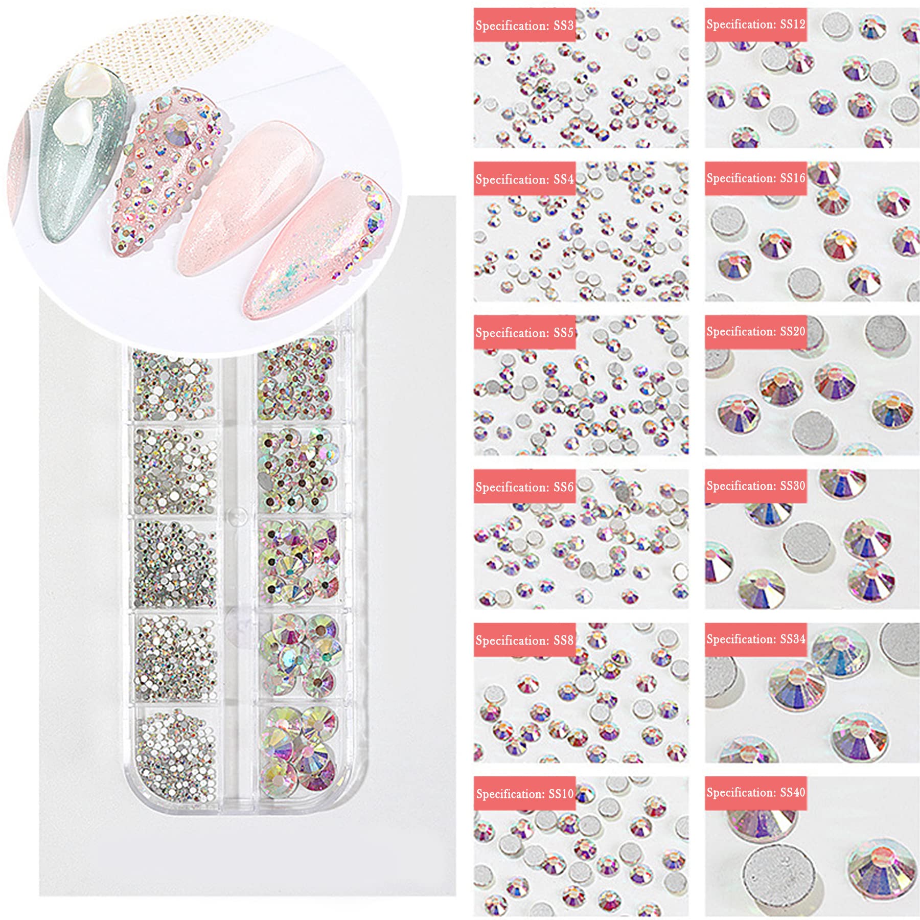 Vtrem 6 Colors Chrome Platinum Glitter Gel Nail Polish Kit - Sparkly Shiny White & Orange Gel Polish with Rhinestones for DIY Manicure | Salon Quality Nail Varnish for Home & Professional Use | Perfect for Parties, Weddings & Special Occasions