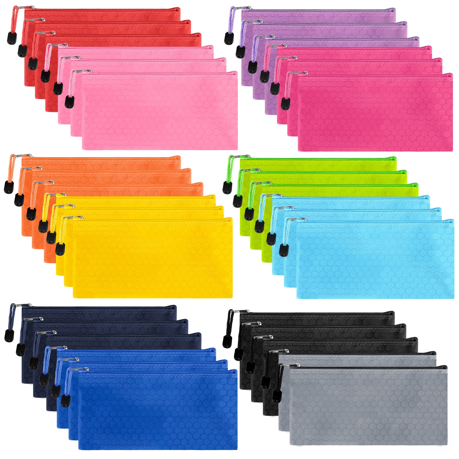 35pcs Waterproof Zipper Pouch Set for School, Office & Travel - 12 Colors