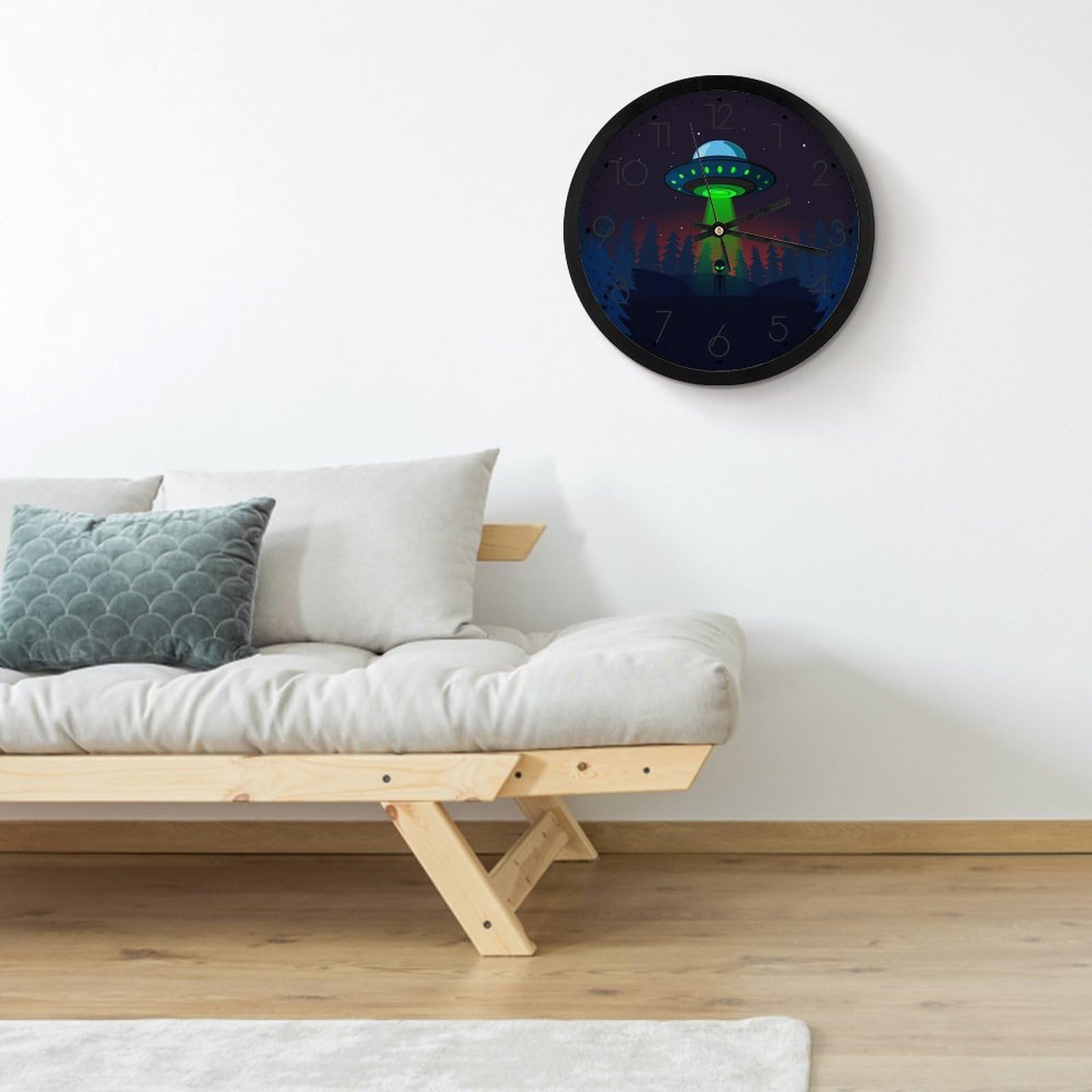Alien UFO Wall Clock - Silent Non-Ticking Modern Wall Clock for Home Decor, Kitchen, Bathroom, Bedroom & Office | Perfect for Sci-Fi Lovers & Unique Room Decor