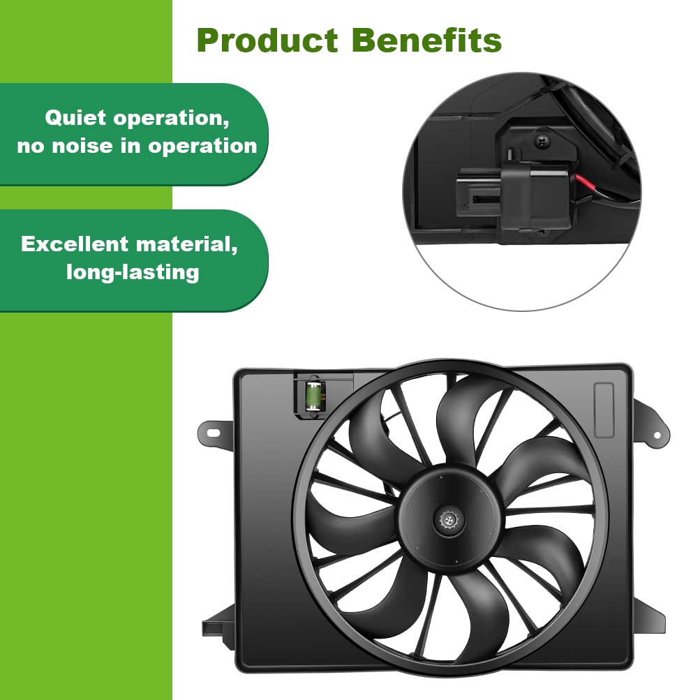 SCITOO Radiator Cooling Fan Replacement for Chrysler 300 Dodge Challenger Charger 2009-2017 - Compatible with 622550 674-01031 68050129AA - Perfect for Engine Overheating Prevention & Summer Driving