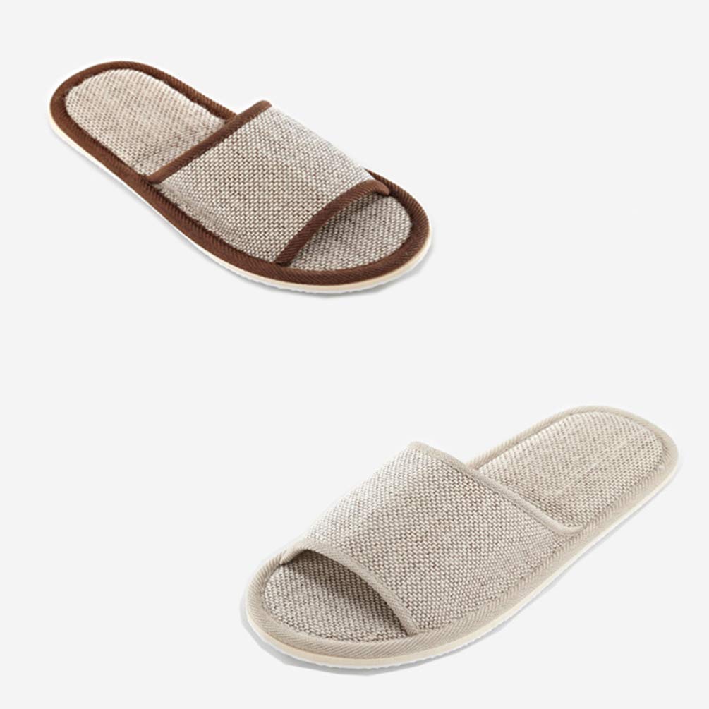 2 Pairs Soft Linen Couples Slippers - Breathable Home Slippers for Men & Women, Comfortable Indoor Spa Slippers, Non-Slip House Shoes for Summer - Perfect for Relaxing at Home, Lounging, and Spa Days